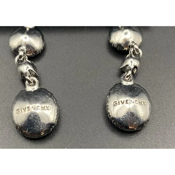 NWT Givenchy Clip Earrings Crystal Halo Set 2.5" Drop Silver Tone Bridal Pageant - Picture 6 of 7